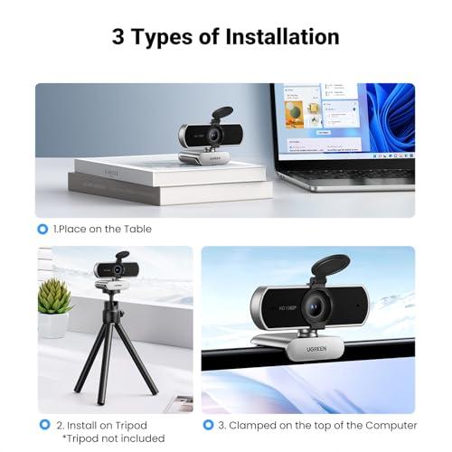 UGREEN Full HD 1080P Webcam with Microphone, 2 Noise-Canceling Mics, 85° Fov & Fixed Focus, Plug and Play, Auto Light Correction, Privacy Cover PC Camera for Zoom/Skype/Teams, Swit thumbnail 6