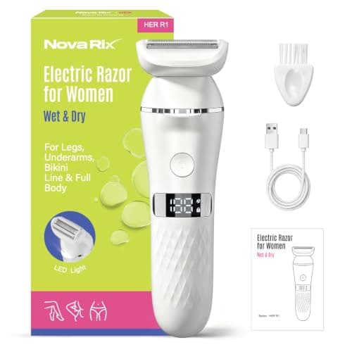 Nova Rix Electric Razor for Women, Wet & Dry Foil Shaver with LED Light