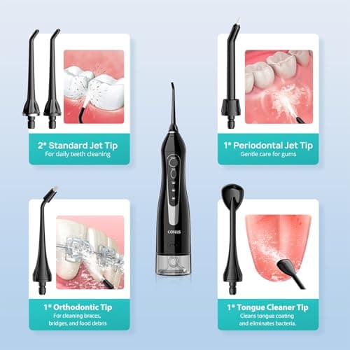 Miniatura de Irrigador Dental COSLUS C20 Aceptado por ADA, Kit Profesional Negro 9