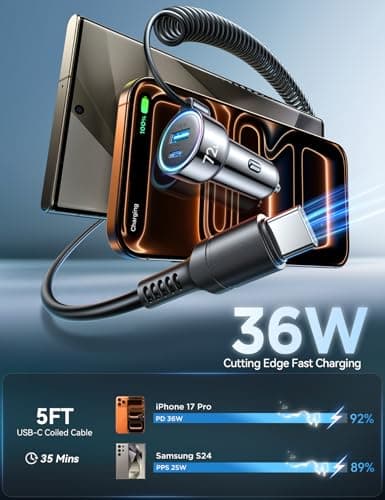 Miniatura de Cargador para Auto FLYLEAD 72W Carga Rápida USB C PD36W para iPhone 17/16 Pro Max 4