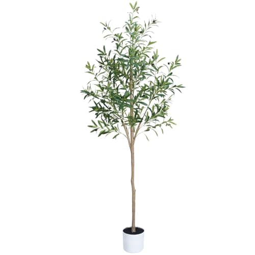 Árbol de Olivo Artificial Sillaff de 6 Pies con Maceta y Frutos Realistas para Interiores