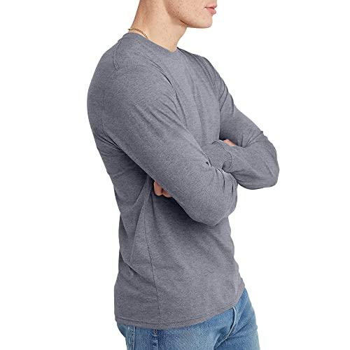 Hanes Originals Men's Tri-Blend Long Sleeve T-Shirt, Athletic Navy PE Heather, Medium thumbnail 3