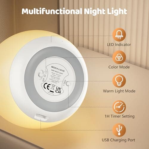 MediAcous Night Light for Kids, 7 Colors Changing Egg Light for Nursery thumbnail 7