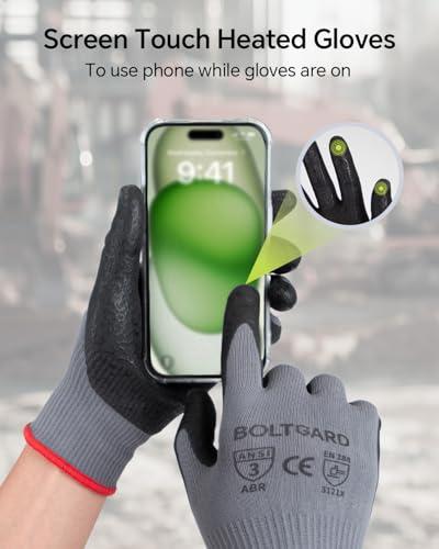 Miniatura de Guantes de Trabajo BOLTGARD Pro para Hombre, Agarre Nitrilo Ondulado y Táctil (6 Pares, Talla M) 4