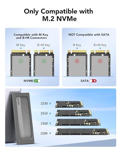 Miniatura de Gabinete Lexar E300 para SSD NVMe M.2, USB 3.2 Gen 2 (10Gbps), Sin Herramientas 2