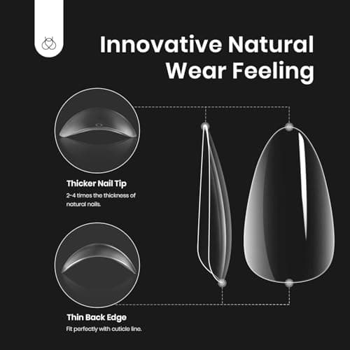 Beetles Gel Nail Kit Almond-500Pcs Gel Nails Tip Easy Extension Set Short Almond Shape 9 In 1 Nail Glue Extension Set Uv Led Lamp Acrylic False Tips Kit DIY Nails Art Gifts for Wom thumbnail 6
