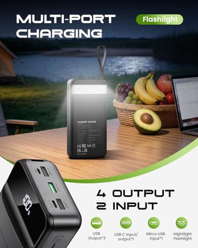 Portable Charger 60000mAh Power Bank 22.5W Fast Charging USB C Battery Pack thumbnail 6