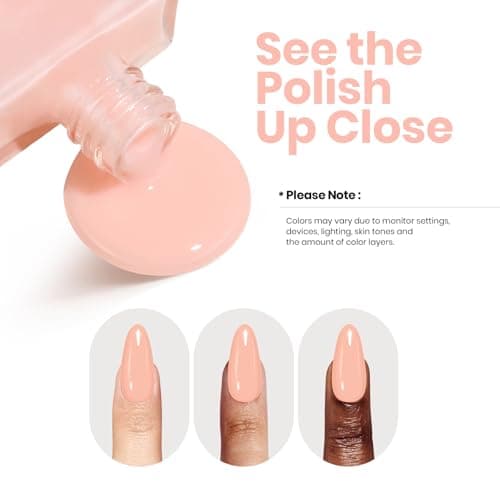 Beetles Nail Polish Bubble Bliss, 2 in 1 Nail Strengthener Polish Growth Nail Ridge Filler Base Coat Nail for Damaged Thin Nails Natural Nails Bubbly Bliss Nude Pink 15ML thumbnail 7
