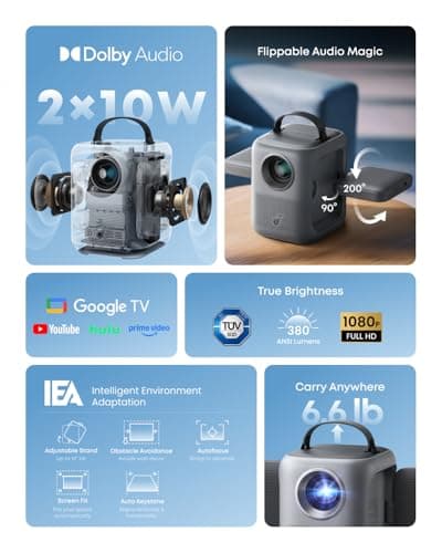 Anker Nebula P1i Portable Projector with WiFi and Bluetooth by soundcore, Flippable Design,1080P FHD, 4K Support, 380 ANSI Lumens, Auto Focus/Keystone, All-Glass Lens, Built-in Spe thumbnail 9