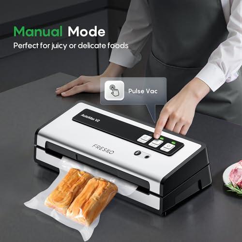 FRESKO Vacuum Sealer Machine with Automatic Bag Detection, 0.2-inch widened heating strip, Compact Food Sealer, Easy to Use, Starter Kit thumbnail 4