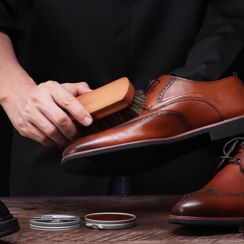 RAPSAKEMOH 10Pcs Shoe Polish Kit, Horsehair Brush Shoe Shine Kit For men