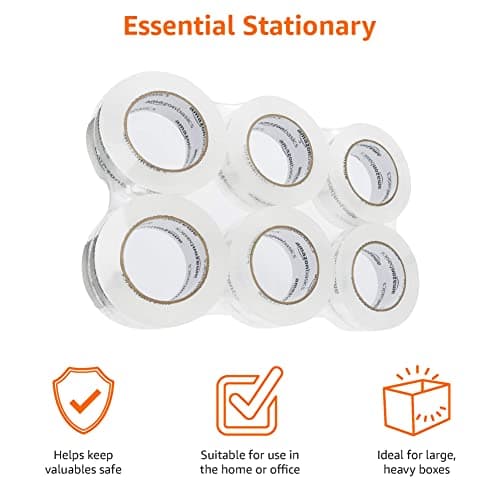 Amazon Basics Packing Tape, Strong & Durable for Moving, Storage, Shipping, Mailing and Sealing, Crystal Clear, 1.88" x 109 Yards, 6-Pack thumbnail 3