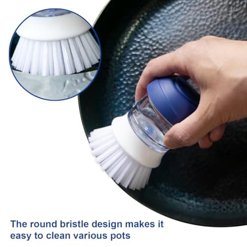 CELOX 2 Pack Dish Brush with Soap Dispenser Soap Dispensing Palm Brush for Cleaning Pots, Dishes thumbnail 3
