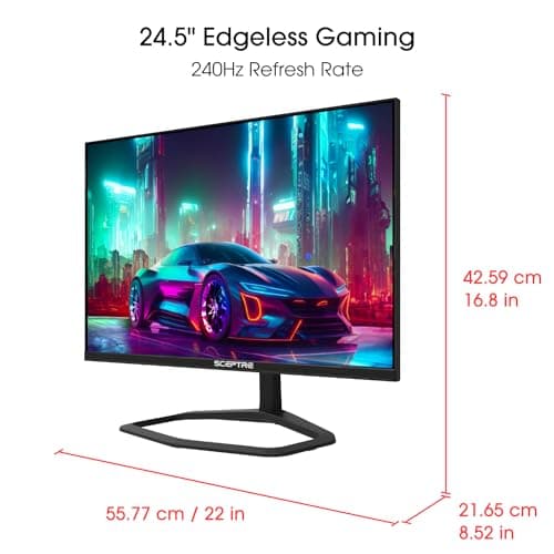 Sceptre New 24.5-inch Gaming Monitor 240+Hz 1ms DisplayPort x2 HDMI x2 100% sRGB AMD FreeSync Premium Build-in Speakers, Machine Black 2025 (E255B-FWD240 Series) thumbnail 2