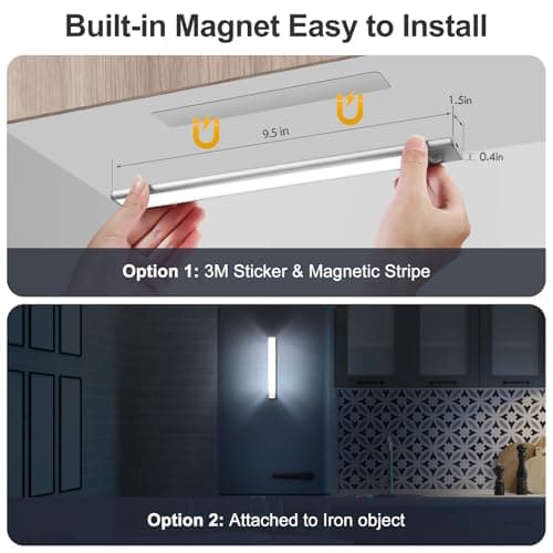 Miniatura de BLS Under Cabinet Lights, 46 LED lights Battery Operated Motion Sensor Light Indoor, USB C Rechargeable Closet Lights Motion Sensored, 1500mah Wireless Magnetic Light for Kitchen N 6