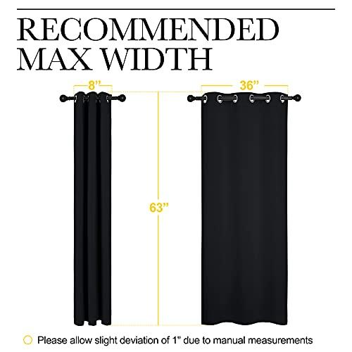 NICETOWN Pitch Black Solid Thermal Insulated Grommet Blackout Curtains/Drapes for Bedroom Window (2 Panels, 42 inches Wide by 63 inches Long, Black) thumbnail 3