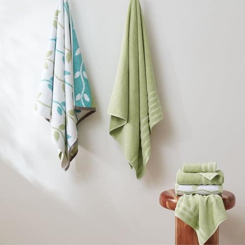 Set de 6 Toallas Modern Threads Natural Vine 100% Algodón Jacquard - Absorbentes y Suaves - Salvia