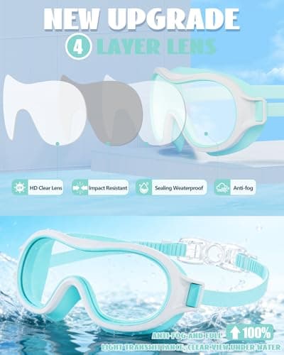 Aegend 2 Pack Swim goggles for Kids 3-15, Anti-Fog Anti-UV Wide Vision Waterproof, No leak Swimming goggles for Boys Girls thumbnail 6