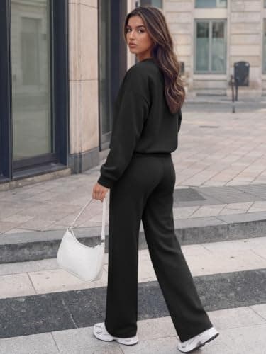 Trendy Queen Womens 2 Piece Sweatsuit Fall Sweat Outfits Black thumbnail 3