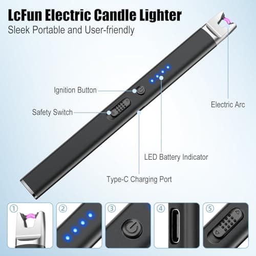 Encendedores Eléctricos de Plasma LcFun (2 Pzas) USB Recargables, con Seguro y Cortavientos