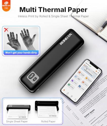 Rongta Portable Printer Wireless for Travel, Inkless Thermal Printers for 8.5" x 11" US Letter & A4 Size, Compatible with Android iOS Smartphone, Mac Windows Laptop for Office & Ho