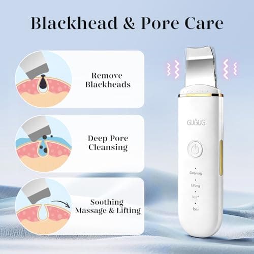 GUGUG Skin Scrubber Spatula Pore Cleaner Blackhead Remover,4 Modes,White