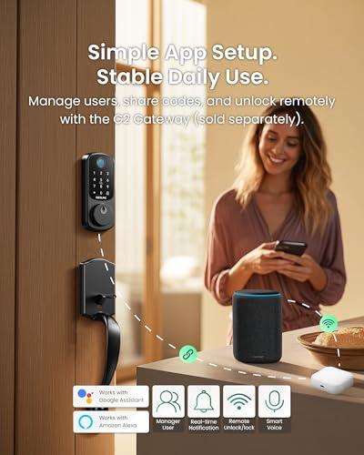 DESLOC B200 Keyless Entry Door Lock with Handle Set, Smart Locks for Front Door, Deadbolt Smart Lock, Front Door Locks Set, Electronic keypad Deadbolt with Handle, 12 Months Batter thumbnail 5