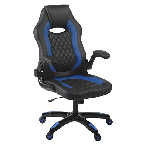 Aon Archeus Ergonomic Gaming Office Chair – High-Back Reclining PC Gaming Seat w/Lumbar Support, Flip-Up Arms & Padded Cushion – Racing-Style Gamer Chair – Black/Blue