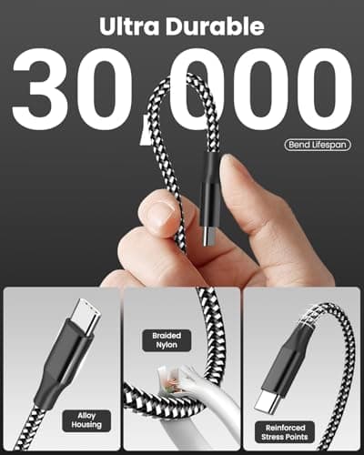 SwaggWood USB C to USB C Cable, 3Pack 10FT 60W USB C Fast Charging Cable Nylon Braided Type C Charger Cord for iPhone 17/16/15/iPad Pro/MacBook Air and More thumbnail 5
