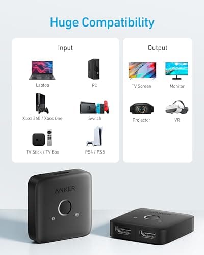 Miniatura de Anker HDMI Switch, 4K@60Hz HDMI Switcher, 2 in 1 Out with Smooth Finish, Supports HDR, 3D, Dolby, Compatible with Laptops, PC, Xbox Series, PS5 / PS4, Projector, and More 5