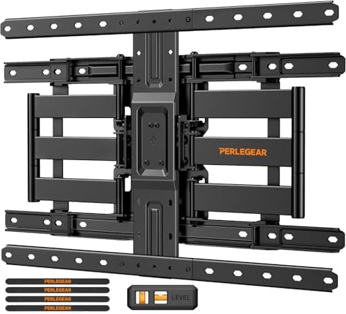 Perlegear Ultra Slim TV Wall Mount 1.1" Low Profile for 42-90" TVs, Fits 16"/24" Studs, Full Motion TV Mount Wall Bracket with Dual Articulating Arms, Swivel, Tilt, Max VESA 600x40