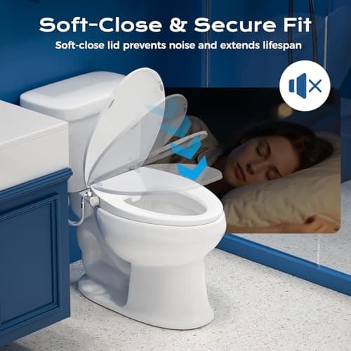 Elongated Bidet Toilet Seat – Non-Electric, Slow-Close Lid, Adjustable Water Pressure, Self-Cleaning Dual Nozzles for Frontal & Rear Wash, Leak-Resistant Brass Inlet, Easy Installa thumbnail 4