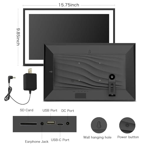 Digital Picture Frame, Frameo 15.6'' Digital Photo Frame WiFi Large Display thumbnail 8