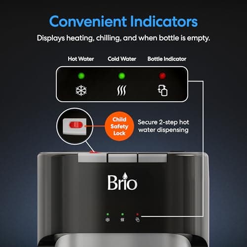 Miniatura de Dispensador de Agua Brio Carga Inferior - 3 Temperaturas, Seguro Niños, Acero Inoxidable 3