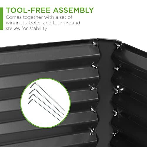 Best Choice Products 8x4x2ft Outdoor Metal Raised Garden Bed, Deep Root Planter Box for Vegetables, Herbs & Flowers, 478-Gallon Capacity, 100% Non Toxic Materials - Gray thumbnail 5