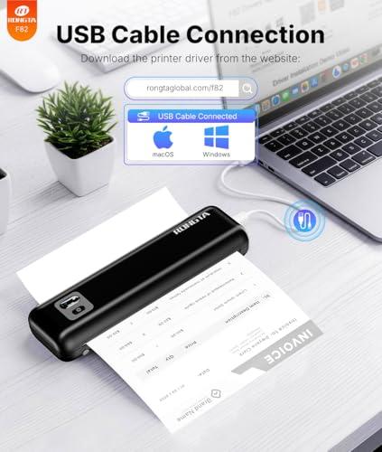 Rongta Portable Printer Wireless for Travel, Inkless Thermal Printers for 8.5" x 11" US Letter & A4 Size, Compatible with Android iOS Smartphone, Mac Windows Laptop for Office & Ho