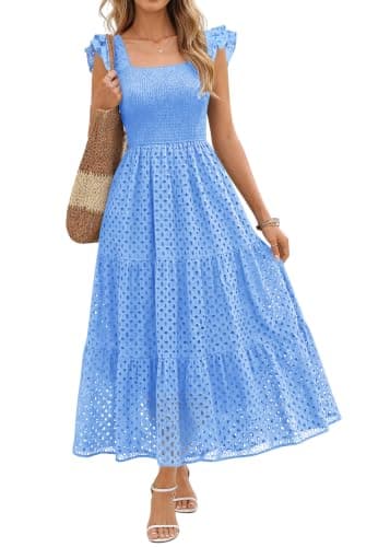 Vestido Maxi Boho sin mangas con calados para mujer Lazysmile