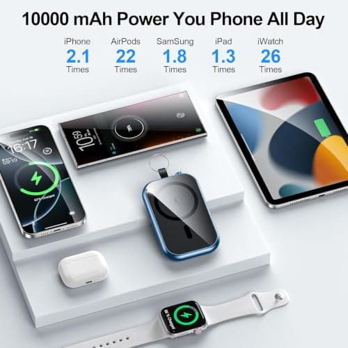 Power Bank Magnético Inalámbrico 10000mAh con Cables Integrados