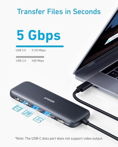Anker USB C Hub, 5-in-1 USBC to HDMI Splitter with 4K Display, 1 x Powered USB-C 5Gbps & 2×Powered USB-A 3.0 5Gbps Data Ports for MacBook Pro, MacBook Air, Dell and More