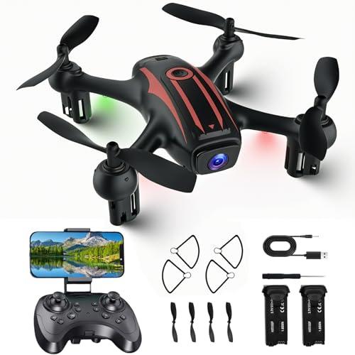 Drone with Camera 1080P HD, Remote Control Mini Drones for Kids and Adults, RC Quadcopter with One-Key Takeoff/Landing, Altitude Hold, 3D Flip, Gesture Selfie, 2 Batteries Drone 