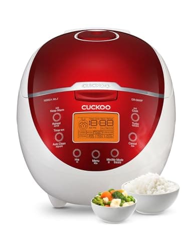 CUCKOO Micom Rice Cooker 6 Cup Uncooked / 12 Cup Cooked, Fuzzy Logic Rice Maker with Delay Timer & Keep Warm Setting, Versatile Food Steamer for Cooking, Non-Stick Inner Pot, Red (
