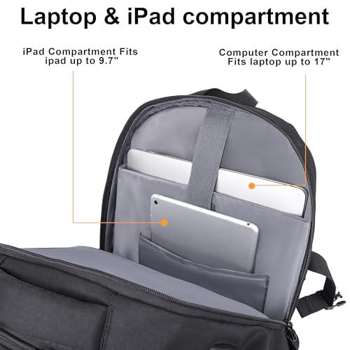 MOZETO Laptop Backpack, 17 Inch Tactical Inspired Utility Large Laptop Backpacks for Men with USB Charger Port 18x14x8 Flight Approved Personal ltem Travel Bag Computer Bag thumbnail 4