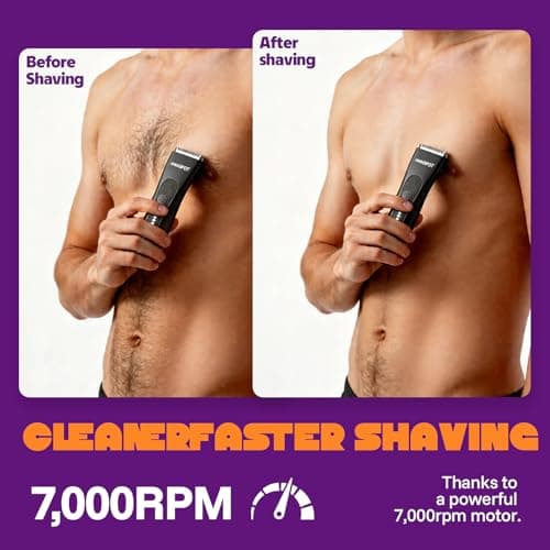 MANSPOT Manscape Groin & Body Hair Trimmer for Men, Electric Ball Pubic Trimmer Shaver,Manscape Kit with 4 Guard,Replaceable Ceramic Blade Heads,Waterproof Wet/Dry Shaver,90 Minute thumbnail 6