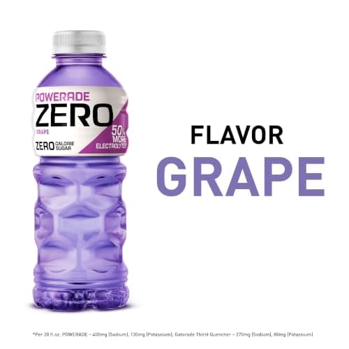 (S&S) POWERADE ZERO Sugar Sports Drink, Grape Electrolytes, 20 Oz (8 Pk) thumbnail 5