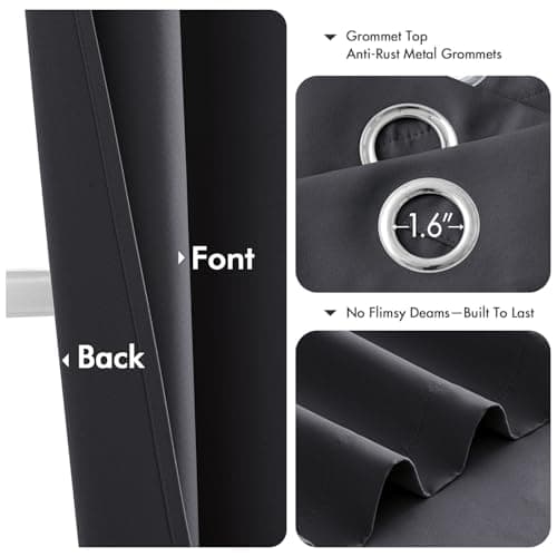 MIULEE Blackout Curtains for Bedroom 2 Panels 40 x 63 Inch Long Dark Grey thumbnail 4