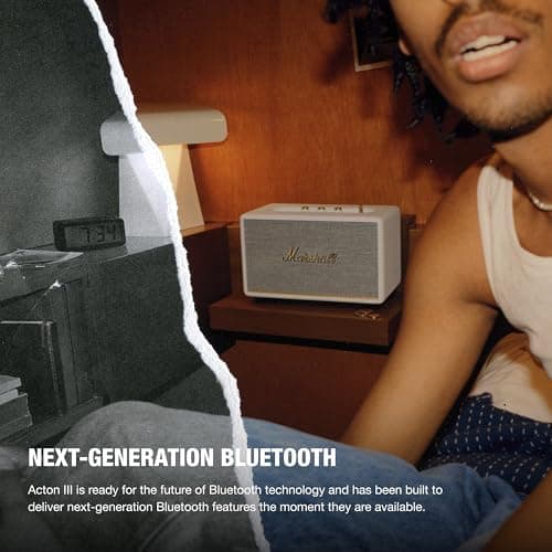 Marshall Acton III Bluetooth Home Speaker - Loud Stereo Sound with Bass and Treble Controls | Plug-in Powered | 3.5mm Aux Input - Cream thumbnail 4