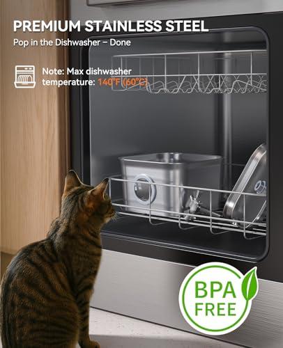 Stainless Steel Cat Water Fountain, 2.8L with 20dB Ultra-Quiet Pump- Ideal for Timid Pets, LED Water Level Window, Dishwasher Safe, 24/7 Circulation- Includes 3 Replacement Filters thumbnail 3