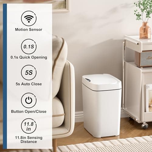 Vanpopubs 2 Pack 2.7 Gal Bathroom Trash Can with Lid, Automatic Trash Can Small Smart Garbage Can Touchless, Slim Motion Sensor Waterproof Plastic Trash Bins for Bedroom Office Kit thumbnail 2