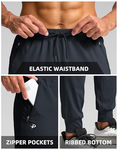 Pudolla Men's Lightweight Workout Pants for Men 4-Way Stretch Joggers Mens Gym Pants Mens Athletic Joggers(Dark Grey L)