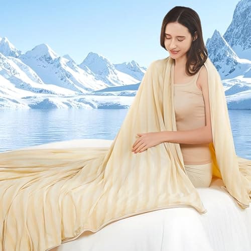 GOHERO Cooling Blanket, 50"x70" Cooling Throw Bed Blankets for Hot Sleepers and Night Sweats, Arc-Chill Q-max>0.4 Light Weighted, Cold Breathable Summer Cool Blankets for Hot Weath
